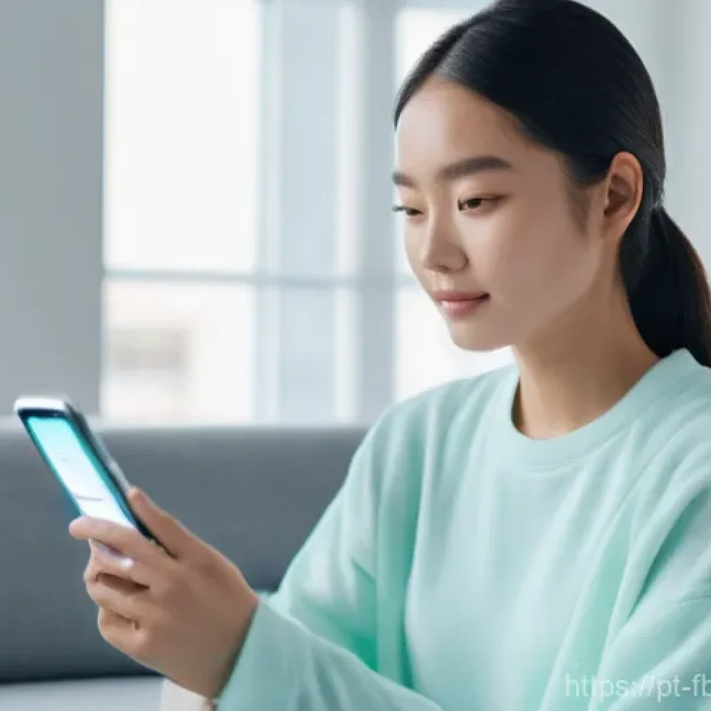 뷰티 산업의 AI 적용 사례 - **Prompt: AI-Powered Skin Analysis at Home**
    A wide shot of a young woman (20s, East Asian ethni...